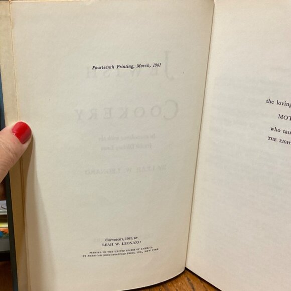 Cookbook Jewish Cookery Leah W. Leonard Hardback - Picture 4 of 5